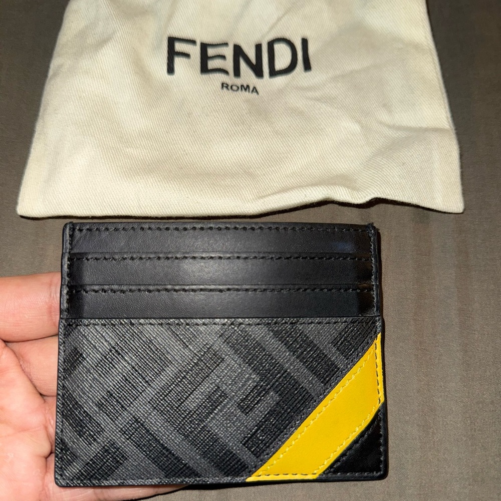 Fendi Black and Yellow Card Holder